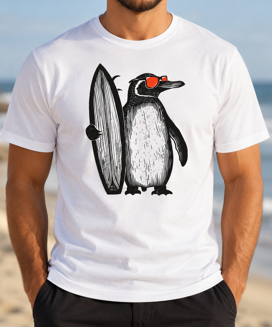 Retro Surf Penguin