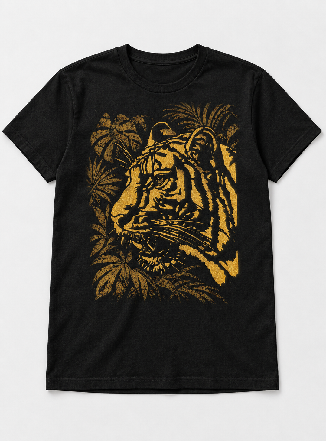 Enlarged gold tiger on black