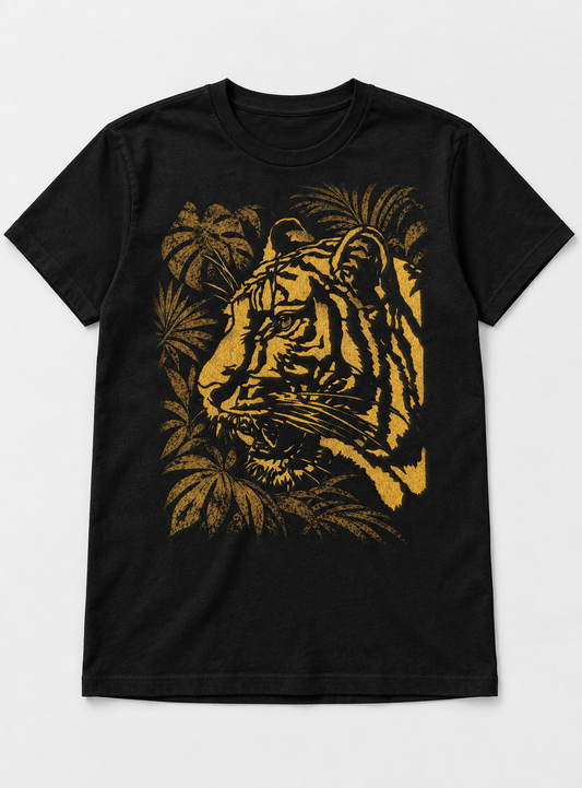 Enlarged gold tiger on black