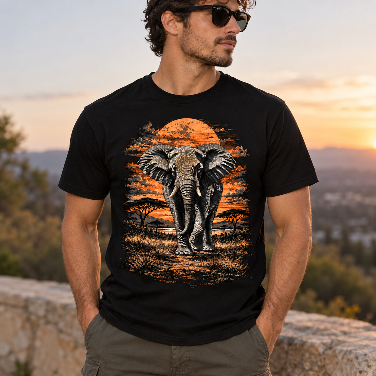 Elephant Sunset Savanna