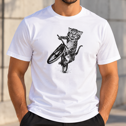 Playful Kitten Bicycle Wheelie