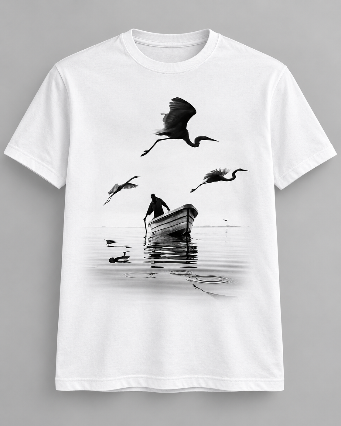 Monochrome Bird-and-Boat