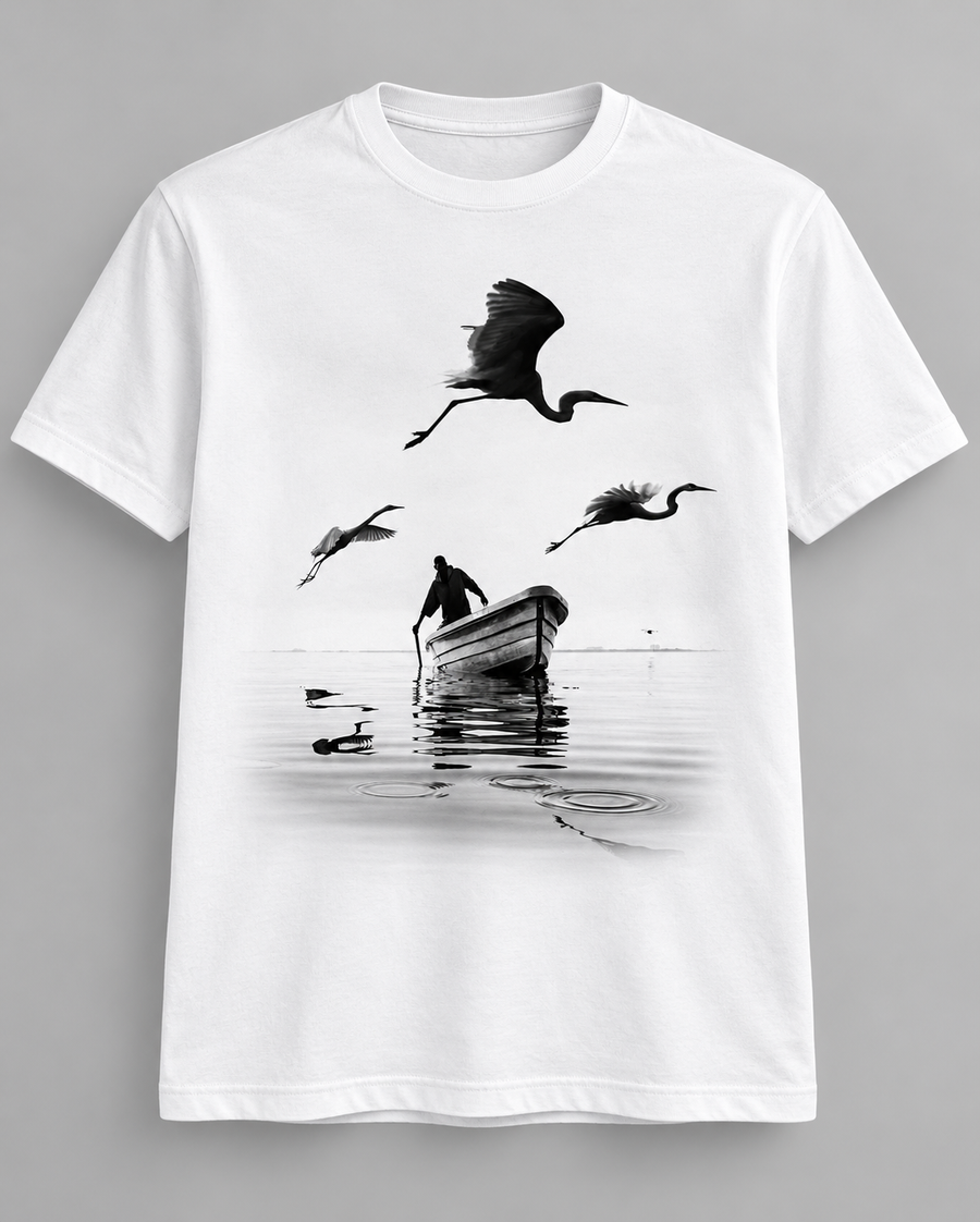 Monochrome Bird-and-Boat