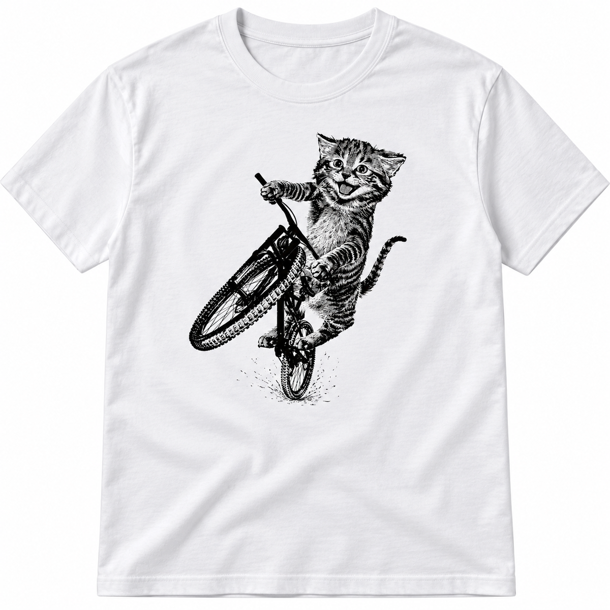 Playful Kitten Bicycle Wheelie