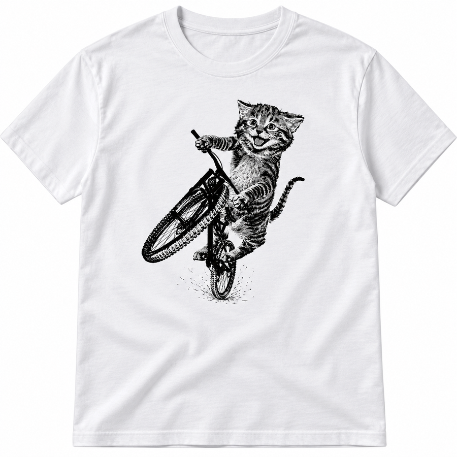 Playful Kitten Bicycle Wheelie