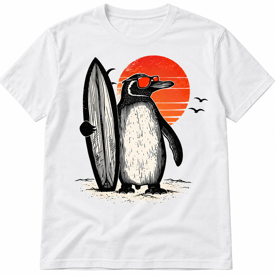Retro Surf Penguin